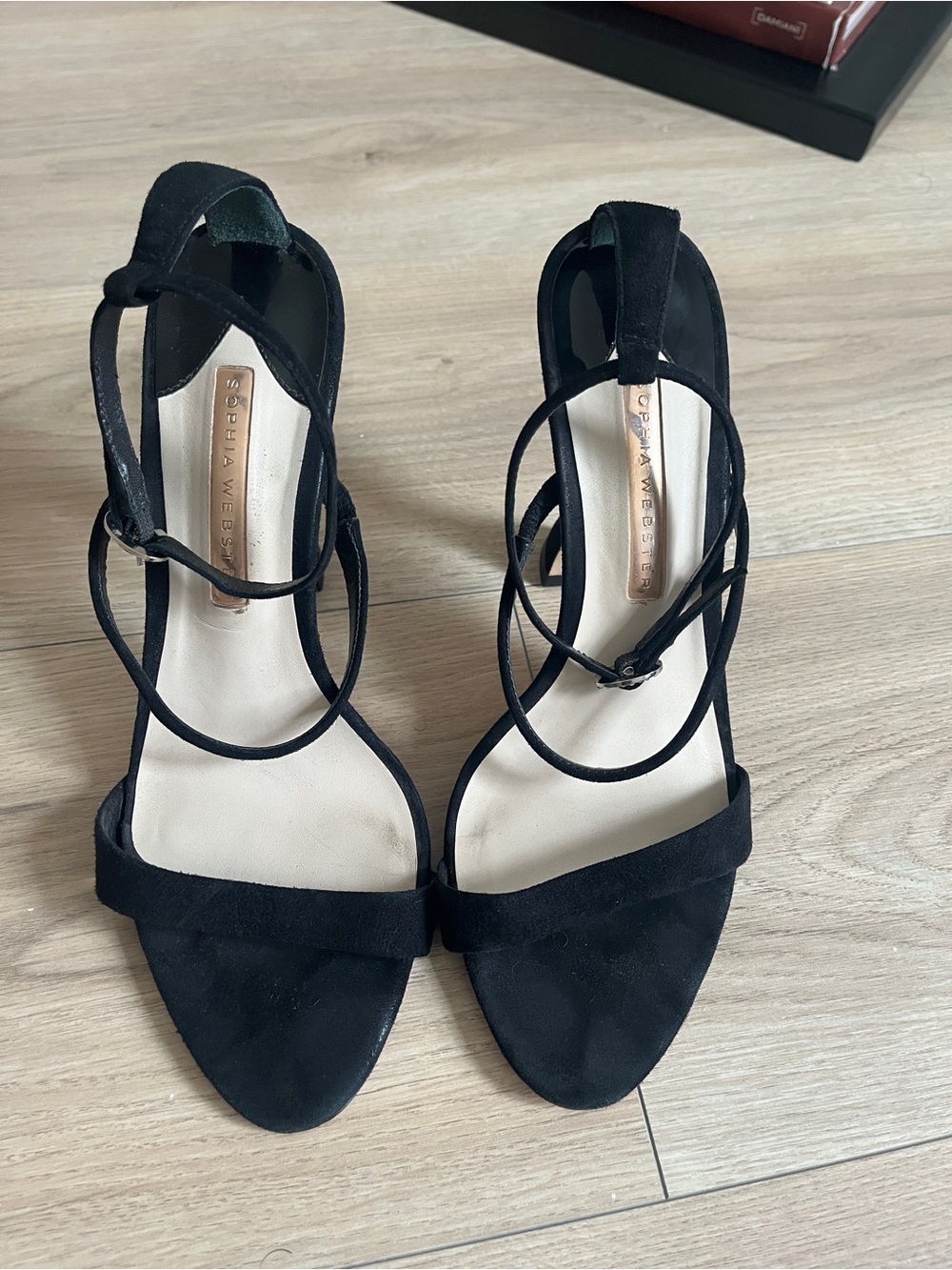 Sophia Webster Black Suede Strappy Ankle-Heel Sandals